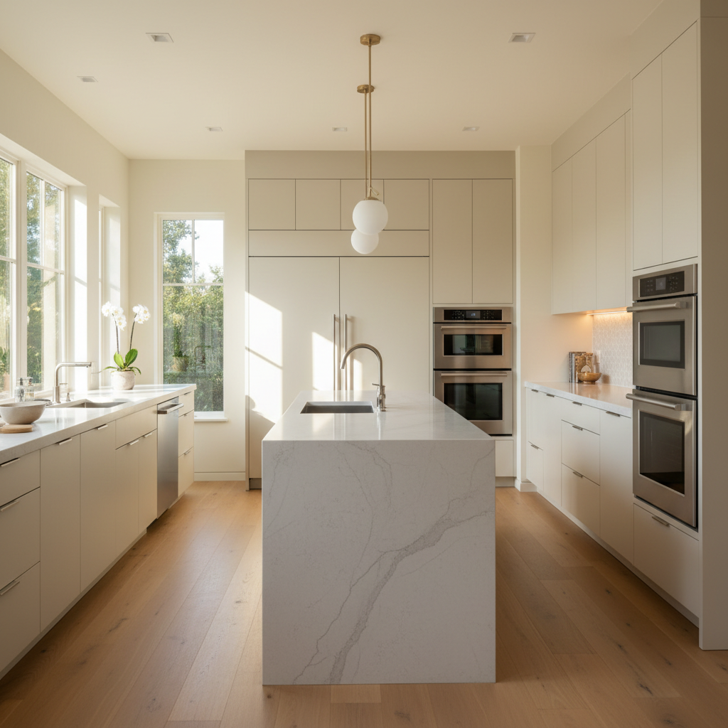 Upscale Orinda kitchen with integrated premium appliances